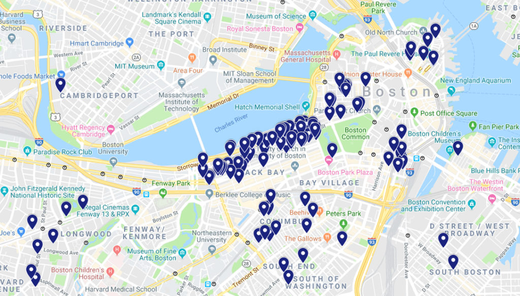 Service map in Boston